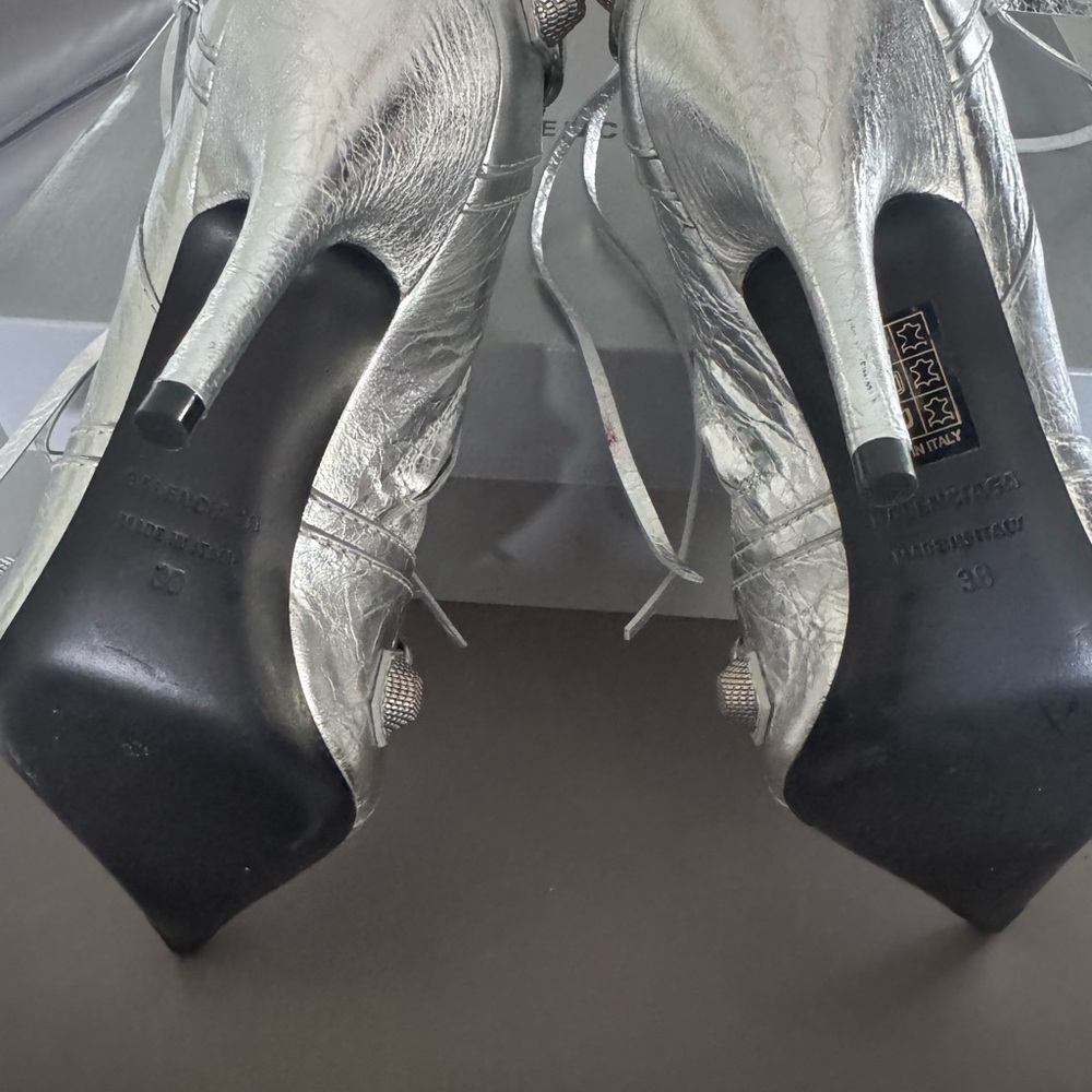 Balenciaga Metallic Silver Ankle Boots - Picture 8 of 9
